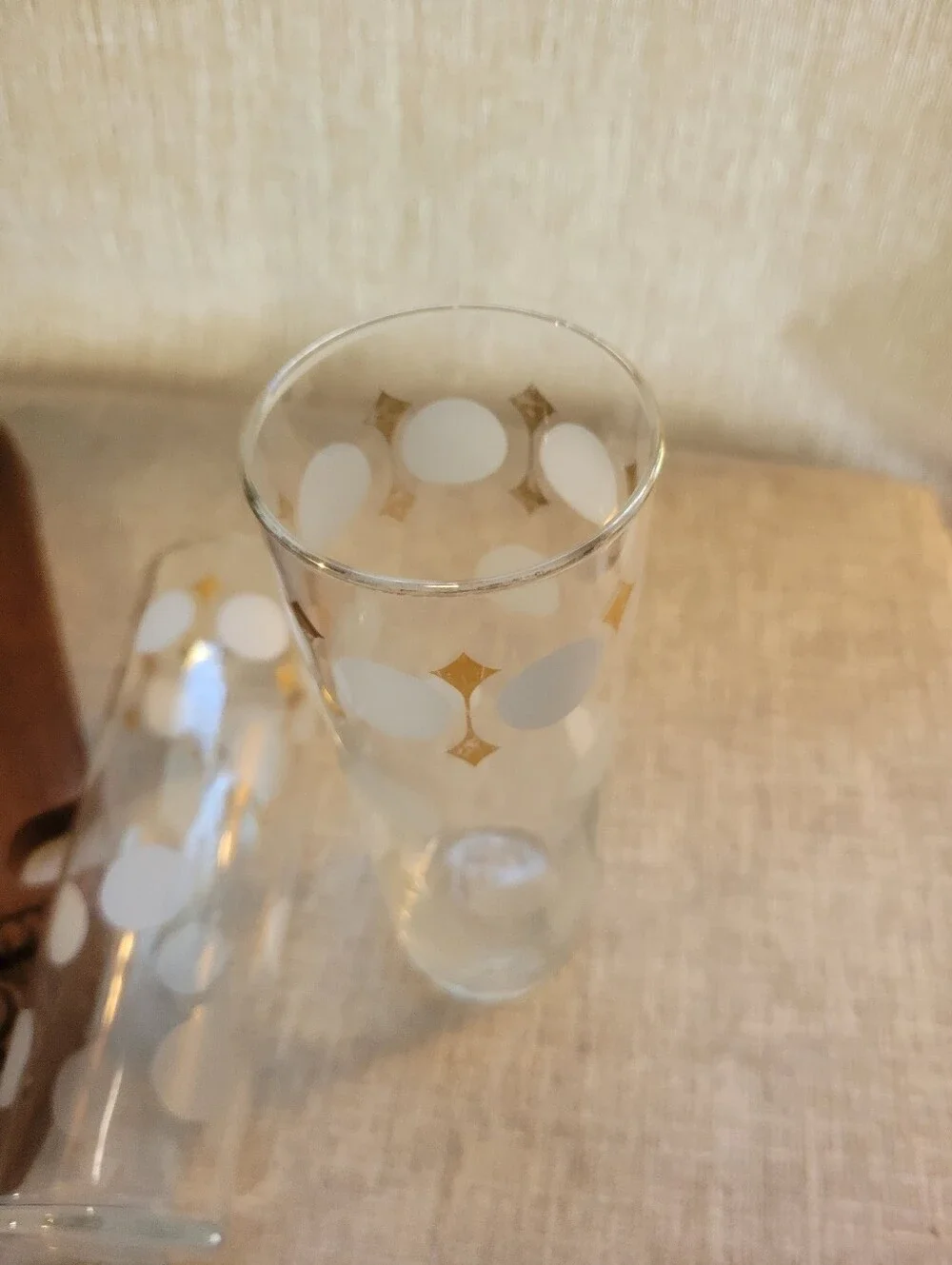 Libby Highball Collins White Dot Gold-Trim Glass Retro - Home Accents